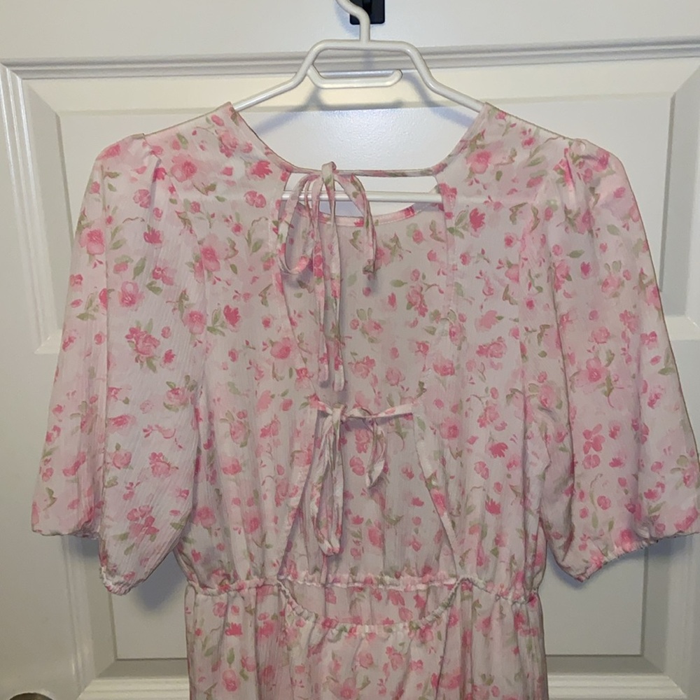 ONLY Mira Floral Tie-Back Midi Babydoll Dress - Picture 12 of 15